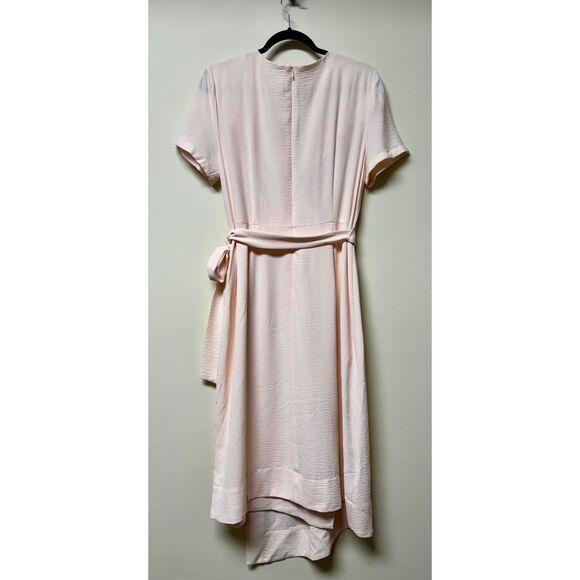 CALVIN KLEIN Blush Pink Faux Wrap Midi Dress, Sz 12 - Picture 3 of 7